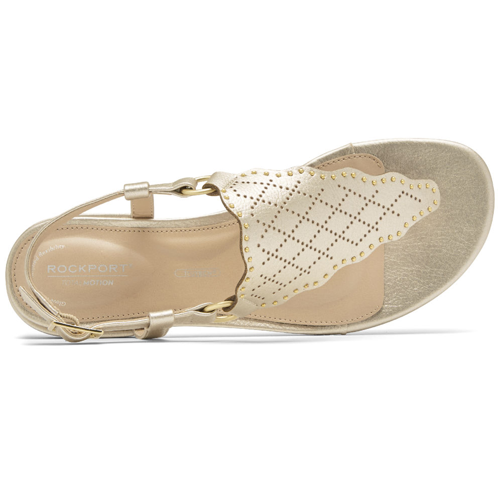 Rockport Womens Total Motion Zosia Perforated - Thongs Gold - UOB736125